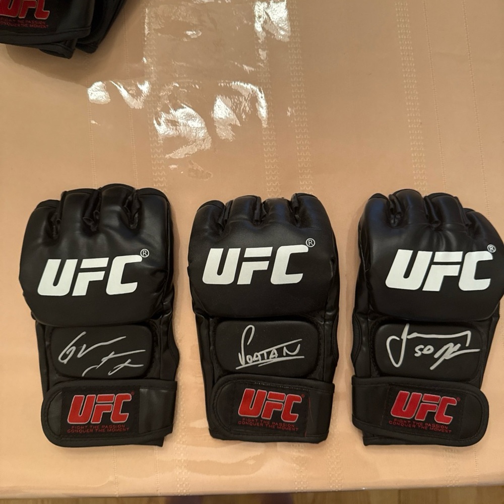 Alex Pereira Jamahal Hill & Glover Teixeira Signed Autographed UFC Glove COA